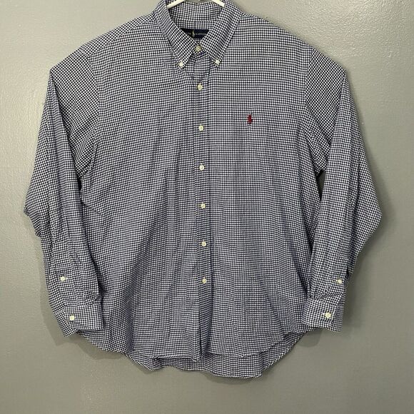 Polo Ralph Lauren Casual Shirt Mens XL XLarge‎ Button Down  Blue Plaid Red Pony - Picture 1 of 12